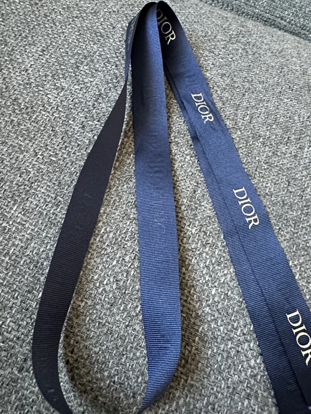 Dior Navy Blue Grosgrain Ribbon with Silver Logo Print